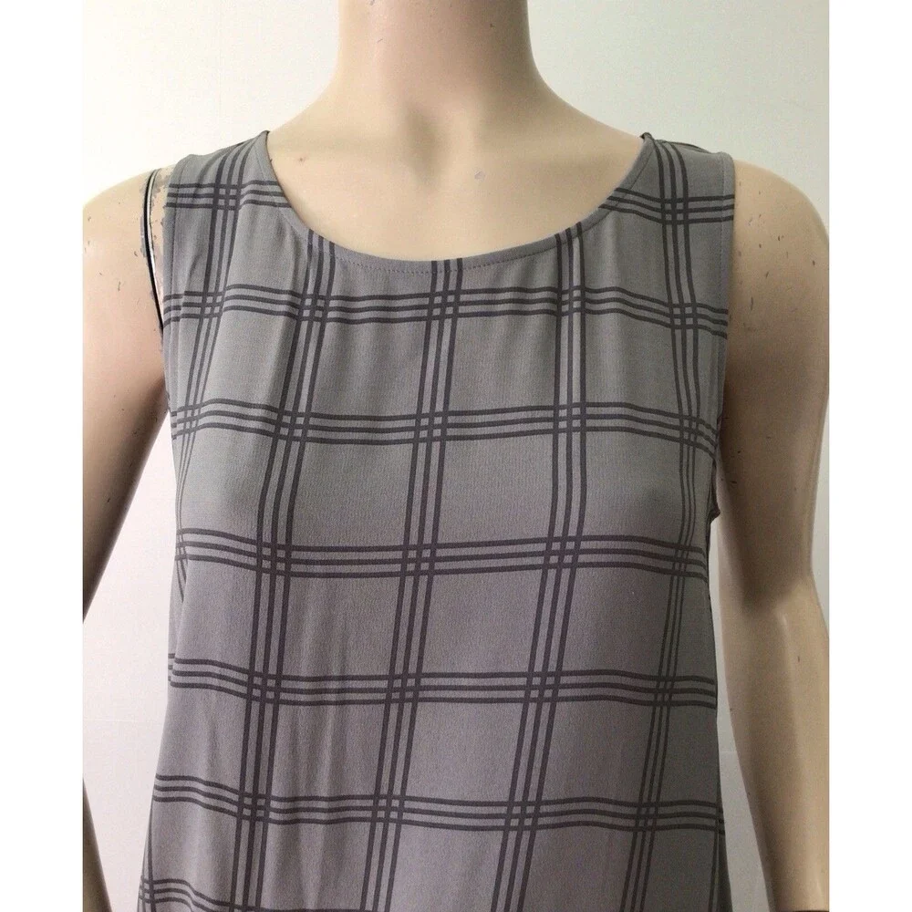 EILEEN FISHER (Size S) 100% Silk Sleeveless Shift Dress, Gray
